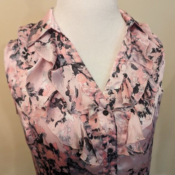 Tahari Arthur S Levine pink and black sleeveless blouse - size Medium - Picture 2 of 9